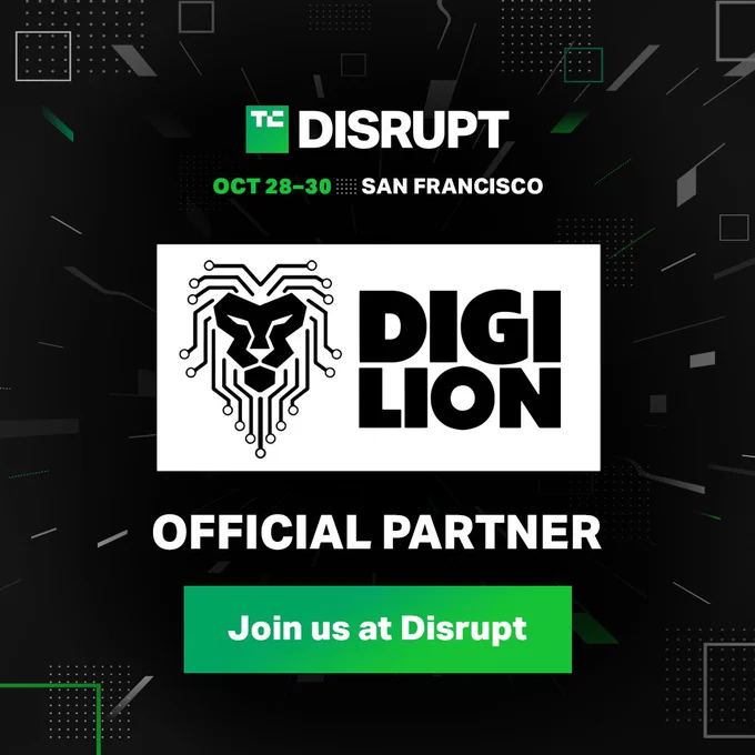 DigiLion is partnering with @TechCrunchDisrupt for their 2024 event in San Francisco!

Get ready to experience the future of tech. See you there from October 28-30. #TechCrunchDisrupt #DigiLion #Innovation #Tech