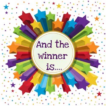 The text 'And the winner is...' surrounded by stars