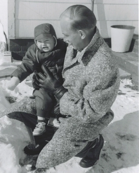 Baby picture of Governor Tim Walz with his father.