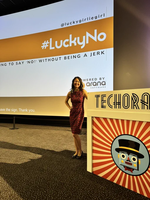 Me standing at the podium at Techorama NL