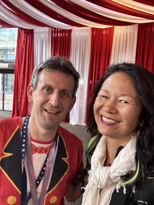 Ussie of Pieter and me. He is wearing a ringmaster tuxedo shirt