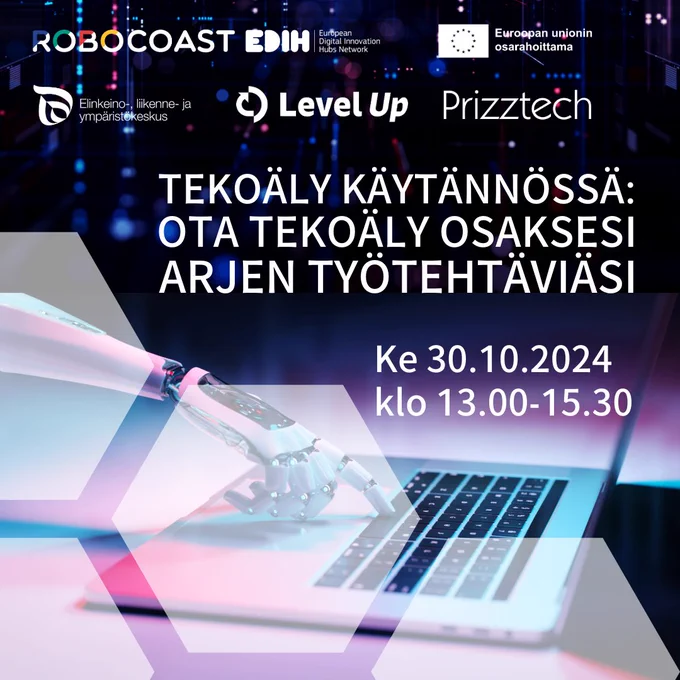 Tekoäly käytännössä ota tekoäly osaksesi arjen työtehtäviäsi Robocoast Level Up Prizztech