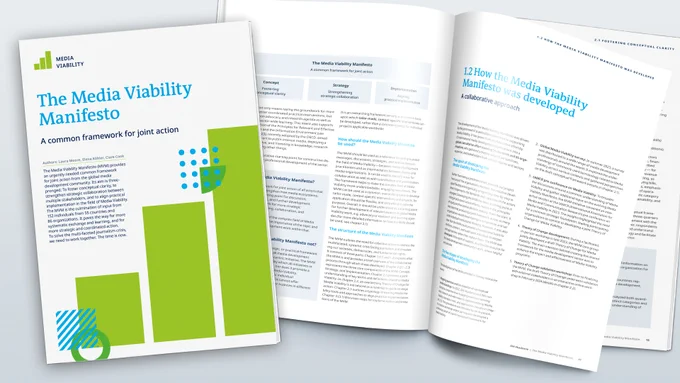 A mock up of the Media Viability Manifesto in English.