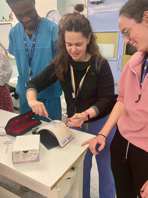 Beaumont Hospital fundamentals of knot tying session for the junior surgical cohort. 