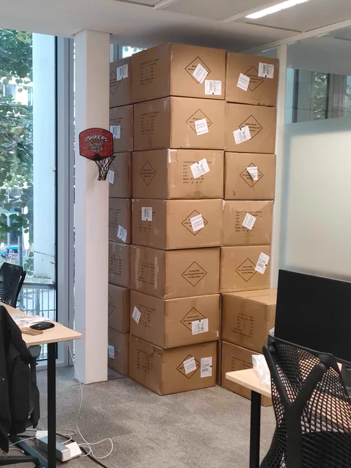30 big boxes in our office