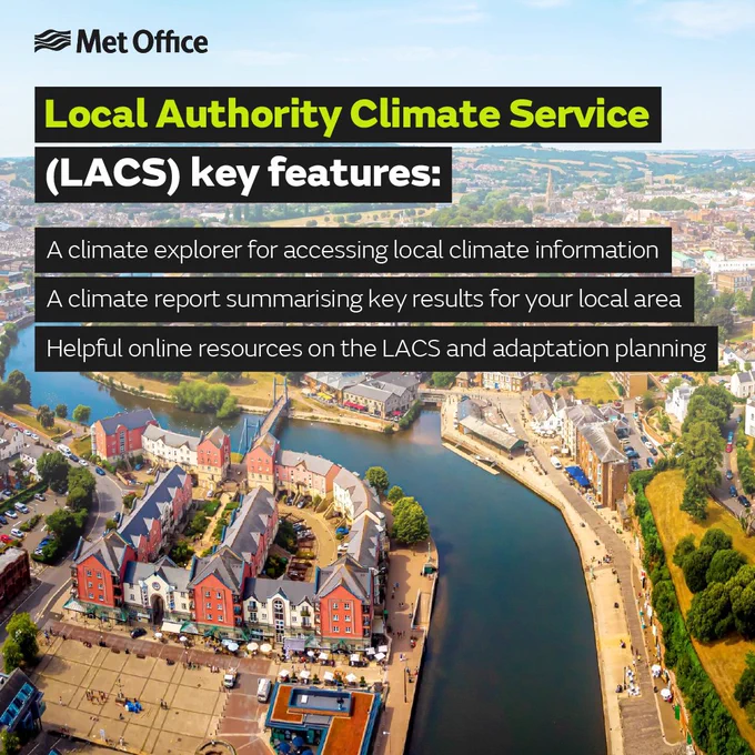 Local Authority Climate Service (LACS) key features:
A climate explorer for accessing local climate information.
A climate report summarising key results for your local area.
Helpful online resources on the LACS and adaptation planning.