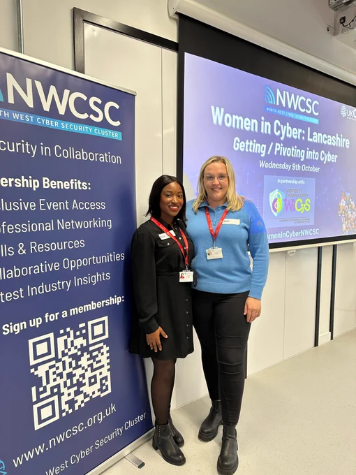 Paula and Hannah at the Women in Cyber: Lancashire event