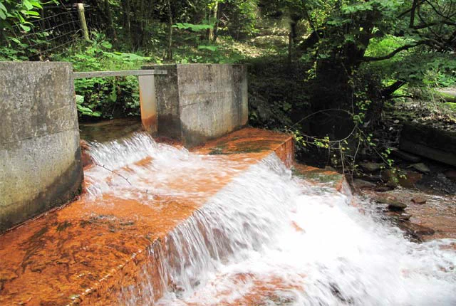 Cefn Hengoed mine water discharge, South Wales.