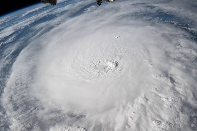 Hurricane Milton, a Category 5 storm at the time of this photograph, is pictured in the Gulf of Mexico off the coast of Yucatan Peninsula from the International Space Station as it orbited 257 miles above.