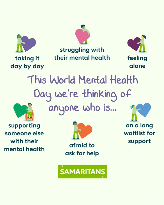 This World Mental Health day we're thinking of anyone who is....

Struggling with their mental health
Feeling alone
On a long waitlist for support
Afraid to ask for help
Supporting someone else with their mental health
Taking it day by day