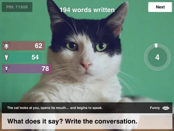 Screenshot of the writing prompt