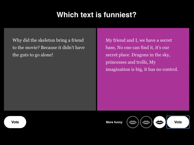 Student voting on team's texts