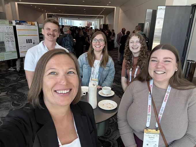 Selfie of Shannon, Sydney, Mik, Margret, and Forest taken by Shannon at the International Wheat Congress.