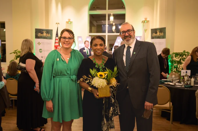 Picture L to R: Interim Associate Vice Chancellor for Extension and Engagement, Sarah Traub; Director of Off Campus Operations, Jody Squires; Vice Chancellor for Extension and Engagement, Chad Higgins.