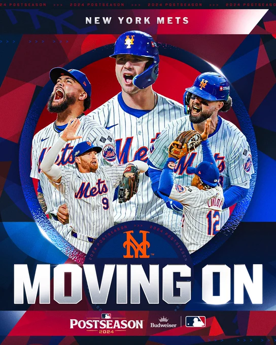 New York Mets - Moving On
Postseason 2024 | Budweiser
Pictured: cutouts of Sean Manaea, Pete Alonso, Jesse Winker, Brandon Nimmo, and Francisco Lindor.