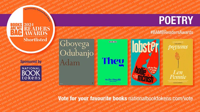 Books Are My Bag Readers Awards banner featuring the Poetry shortlist. 