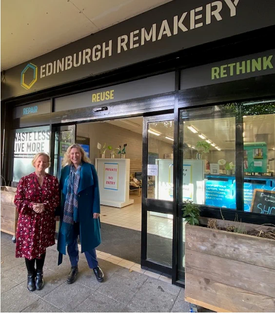 Gillian Martin (right) with Barbara Hamilton, Remakery’s Funding and Partnerships Manager