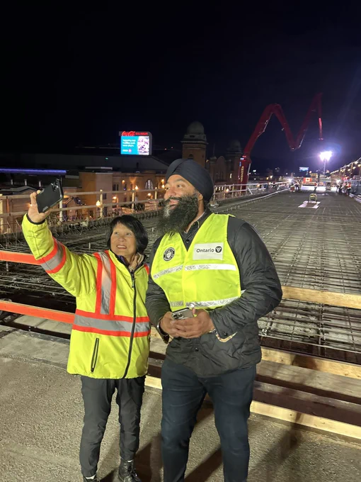 Mayor Olivia Chow and Minister Prabmeet Sarkaria take a quick selfie.