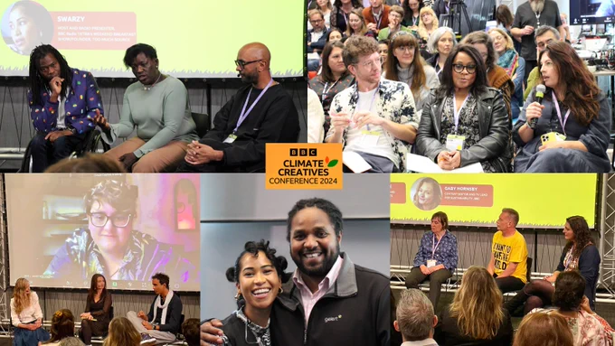 A photo montage of speakers and panels at Climate Creatives '24.