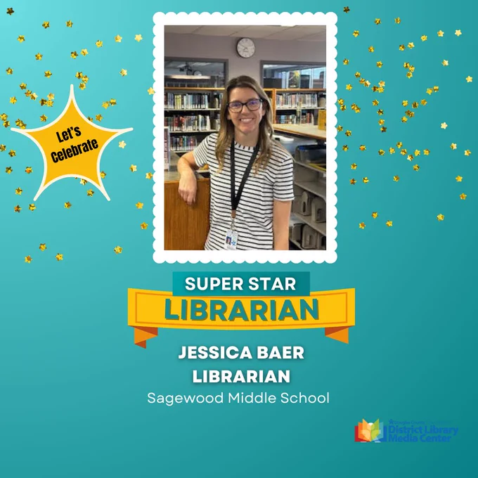 Meet Jessica Baer, the librarian at SGMS.  Jessica loves making the library an open and welcoming space for all students.  Creating a community atmosphere is one of her priorities this year.  #DCSDLibraries #LibrariesAreForEveryone
