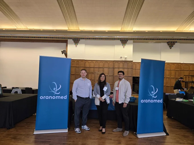 Orano Med booth at Purdue career fair.