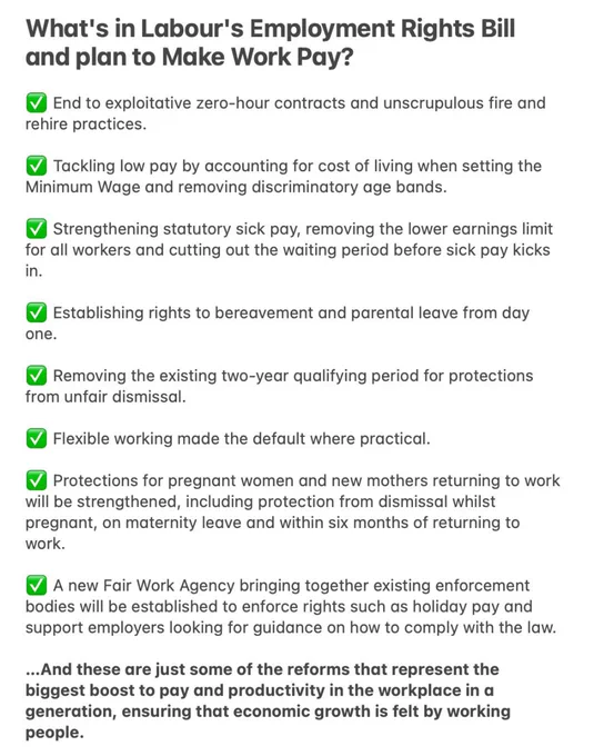 Description of Labour's Employment Rights Bill and plan to Make Work Pay
