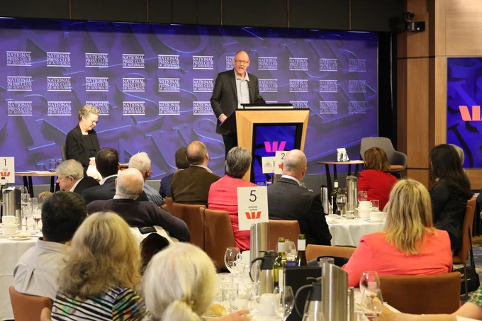Professor Quentin Grafton of the ANU Crawford School for Public Policy delivers his address 'Retelling Australia’s Water Story - How do we build a more sustainable water future' at the National Press Club of Australia, Thursday, 10 October 2024