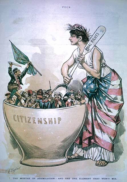 "The Mortar of Assimilation and the One Element that Won't Mix", Puck, June 26, 1889