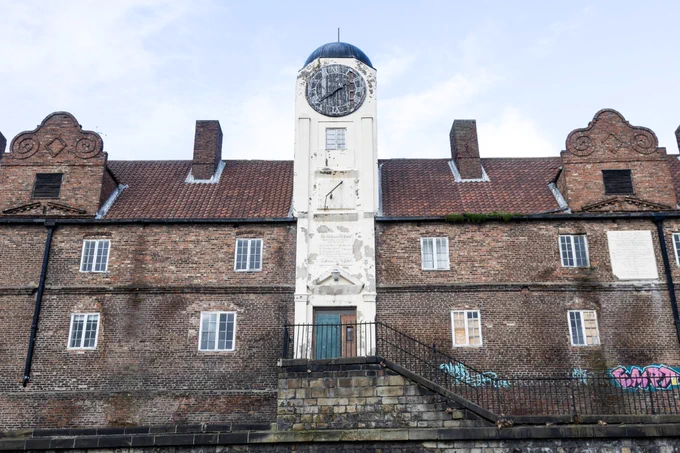 Clocktower of the Keelmen's built in 1701 as almshouses for sick and elderly Keelmen.