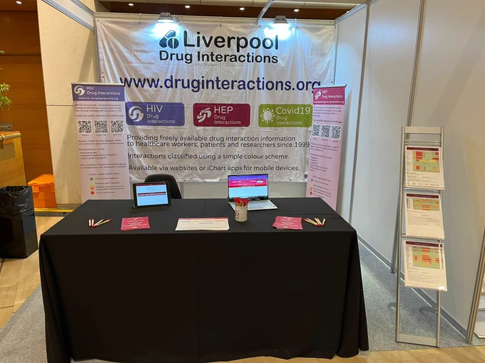 Picture of the Liverpool Drug interactions stand at INHSU