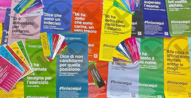 Volantini della campagna #Finiscequi contro le discriminazioni