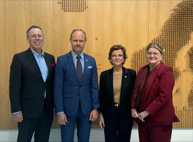 Today, we hosted Karen Ellemann, Secretary General of the Nordic Council of Ministers, at our headquarters in Helsinki 🤝

Her visit brought together our André Küüsvek, Trond Moe from Nefco - the Nordic Green Bank, and Satu Santala from the Nordic Development Fund (NDF) for discussions on equality, transparency, democracy and working towards a sustainable future. 