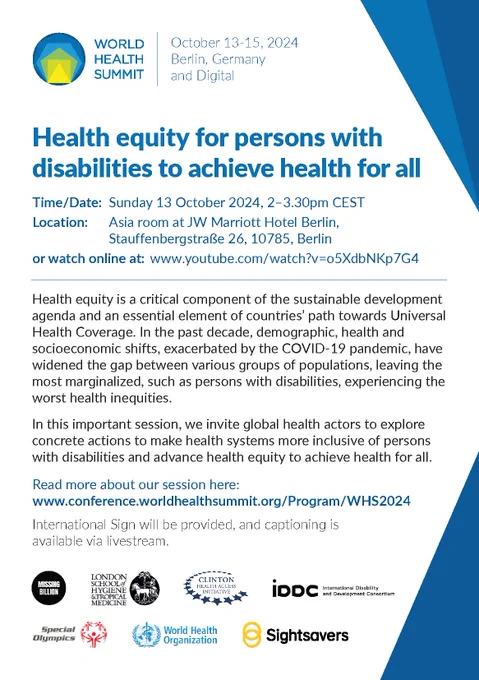 Flyer Health Equity for Persons with Disabilities to Achieve Health for All