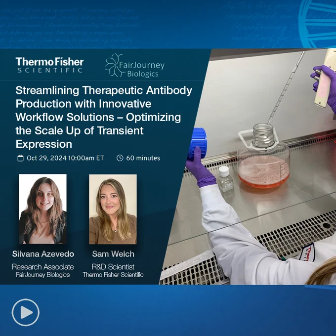 Webinar: Streamlining Therapeutic Antibody Production with Innovative Workflow Solutions – Optimizing the Scale Up of Transient Expression