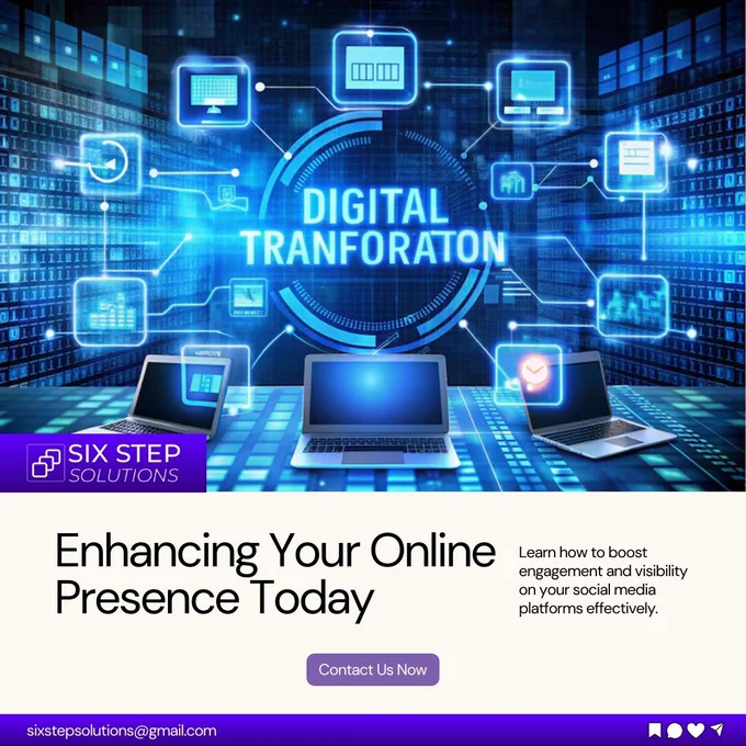 Want to boost your online presence? 🌟 Get a professional website, SEO, and social media marketing to elevate your brand! Contact us today to get started. 🚀 #SixStepSolutions #OnlinePresence #SEO #Branding
