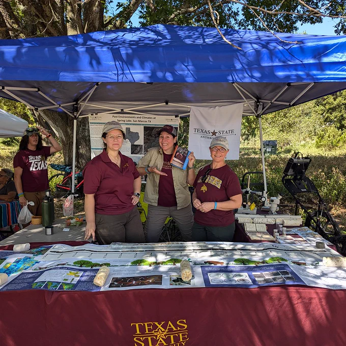 Dr. Heather Smith (Anthropology) and Dr. Sam Krause (Geography and Environmental Studies) and Anthropology MA student Erin Mathison shared ongoing paleoenvironmental research of Spring Lake at the Annual Sacred Springs Powwow