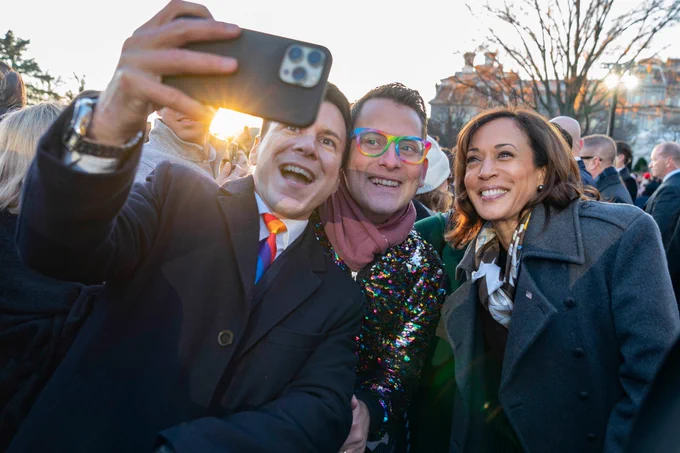 Vice President Harris stands for a photo at the Respect for Marriage Act signing.