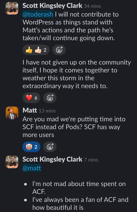 A conversation from post status
