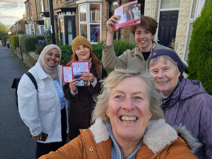 Selfie of five canvassers 