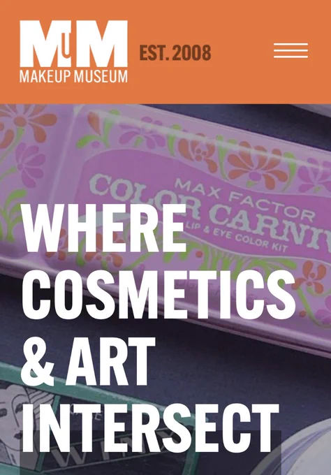 Home page for new Makeup Museum website
