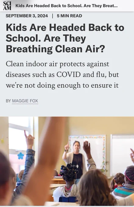Screenshot of an article headline from Scientific American reading, “Kids are heading back to school. Are they breathing clean air?”