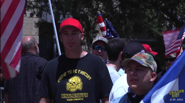 Will Planer wearing shirt reading, "Proud to be a Fascist"