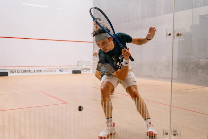 Victor Crouin in action against Curtis Malik at the Silicon Valley Open.