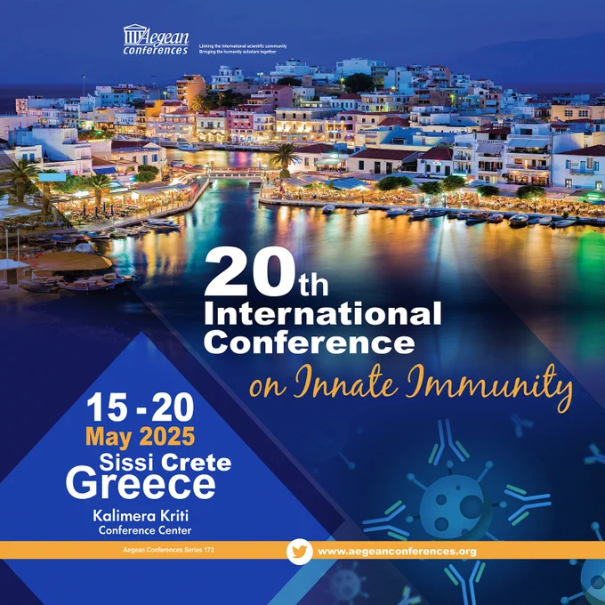The purpose of the 20th Innate Immunity is to bring together scientists from all over the world to discuss their latest findings on the various aspects of Innate Immunity. The specific topics include: Evolution of the innate immune system, Host-microbe interactions, Interactions with adaptive immunity, Neuroimmunology, immunometabolism, trained immunity, Pathophysiology-Inflammation, Structural biology, and Therapeutic applications. Abstracts are invited from the international community for all these topics. The scientific sessions will convene in the mornings and early afternoons and will include lectures by invited speakers, as well as talks and poster presentations selected from submitted abstracts. The conference has limited participation and a scientific and social program that will maximize scientific interchange. In order to encourage the participation of young scientists, the Aegean Conferences is offering Trainee Travel Awards to offset a portion of the travel expenses.
