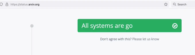 arXiv status page: "All systems are go"