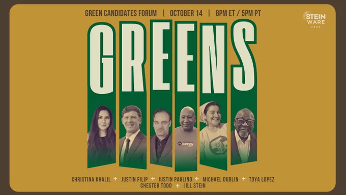 Graphic depicting Green party candidates running for office across the U.S.