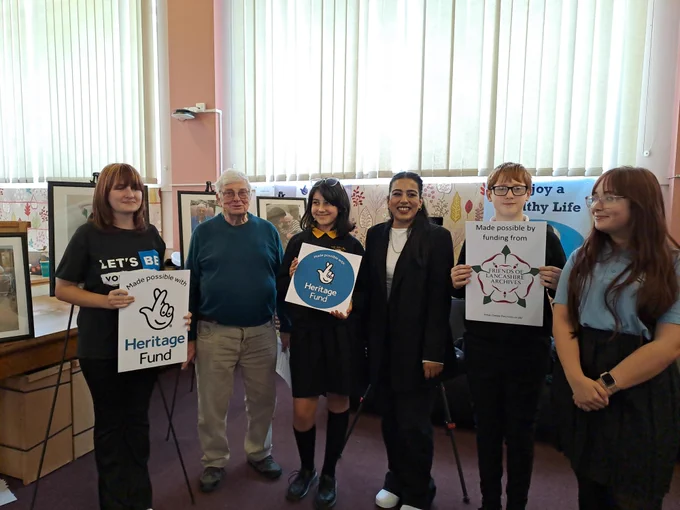 Colour photograph showing pupils and artist Zara Sagir