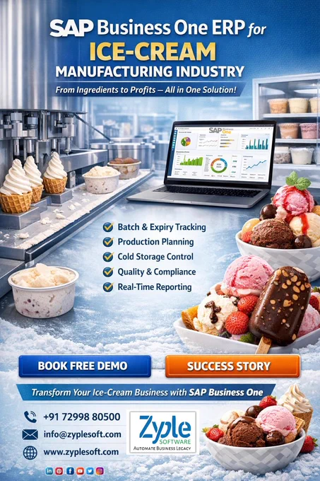 sap b1 erp for ice-cream manufacturing industry