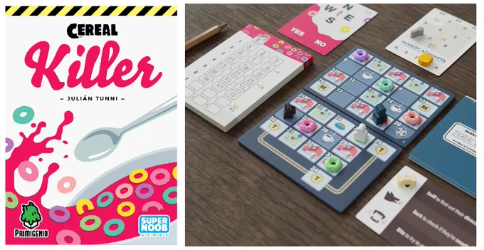Cereal Killer
Autor: Julián Tunni
Jugadors: 2–3. Durada: 10–15'. Edat:  14 anys
https://boardgamegeek.com/boardgame/449893/cereal-killer