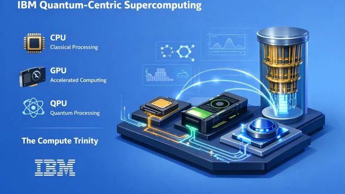 Quantum-centric supercomputing is a new computational paradigm that integrates Central Processing Units (CPUs), Graphics Processing Units (GPUs), and Quantum Processing Units (QPUs) into a single, cohesive infrastructure. This method treats the QPU as a specialized accelerator that collaborates with traditional high-performance computing (HPC) resources to tackle problems that were previously thought to be unsolvable, as opposed to seeing quantum computers as separate scientific instruments.

The “Compute Trinity”: CPU, GPU, and QPU
Researchers refer it this new architecture as a “Compute Trinity” since each processor type has special strengths:

CPUs: These continue to be the main “brain,” managing serial processes, complicated workload orchestration, and logical flow.
GPUs: With their capacity to do millions of basic parallel processes, GPUs which were first created for graphics have become indispensable. 